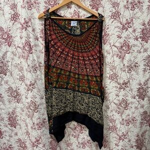 🌺 Young Fashion Hand-Made Boho Tunic Top – 100% Rayon – One Size